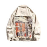 Jeansjacke mit Pastellmalerei-Print